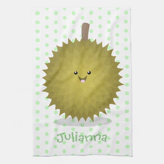 Cute lycklig durias tecknad illustration kökshandduk (Vertikal)