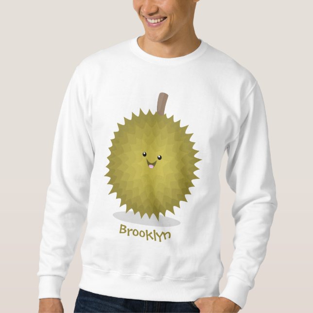 Cute lycklig durias tecknad illustration lång ärmad tröja (Framsida)