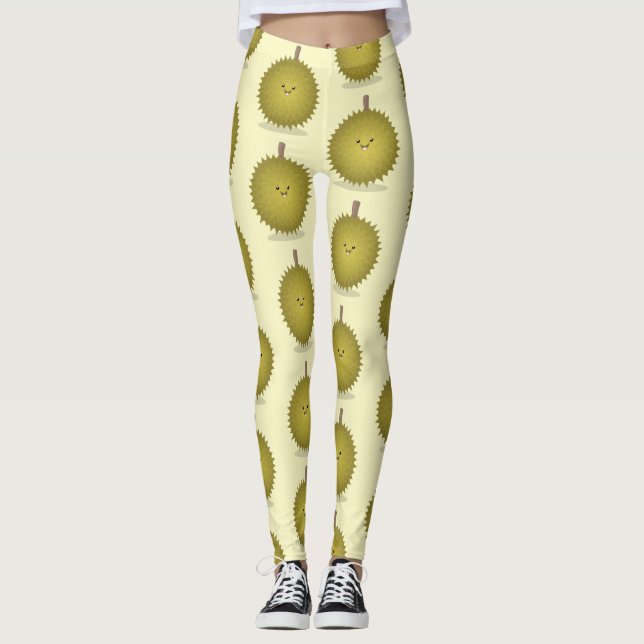 Cute lycklig durias tecknad illustration leggings (Framsida)