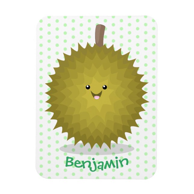 Cute lycklig durias tecknad illustration magnet (Vertikal)