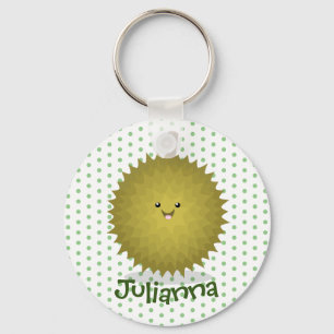 Cute lycklig durias tecknad illustration nyckelring