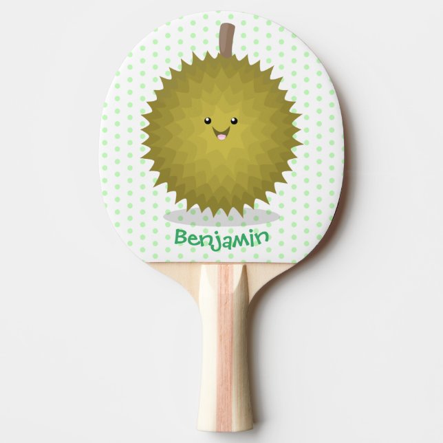 Cute lycklig durias tecknad illustration pingisracket (Framsidan)