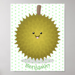 Cute lycklig durias tecknad illustration poster