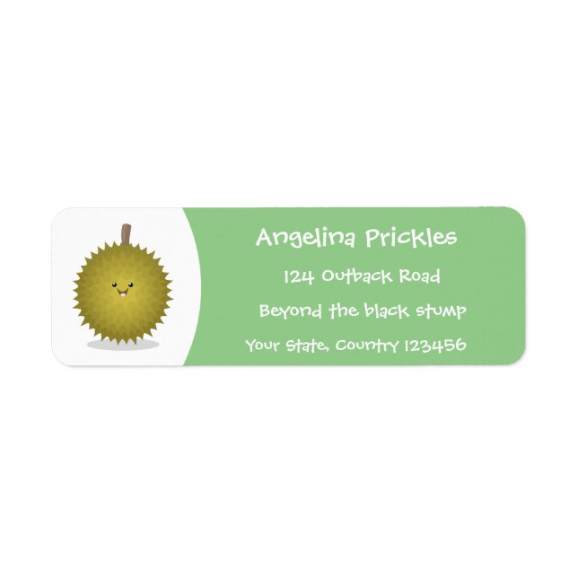 Cute lycklig durias tecknad illustration returadress etikett (Framsidan)