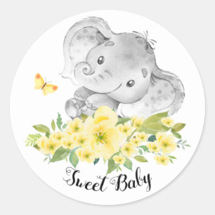 Cute Lycklig Elephant Sweet Baby Favor Sticker Runt Klistermärke