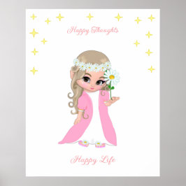 Cute Lycklig Fairy with Stars Motivational poster