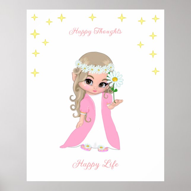 Cute Lycklig Fairy with Stars Motivational poster (Framsidan)