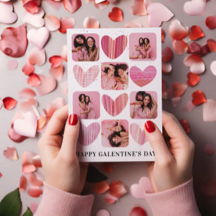 Cute Lycklig Galentine Rosa Hearts & Photo Julkort
