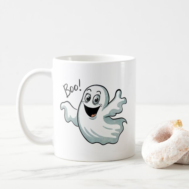 Cute Lycklig Ghost Kaffemugg (Med munk)
