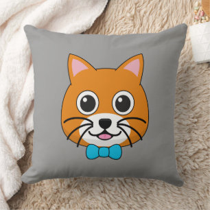 Cute Lycklig Ginger Cat med Papillon Kudde