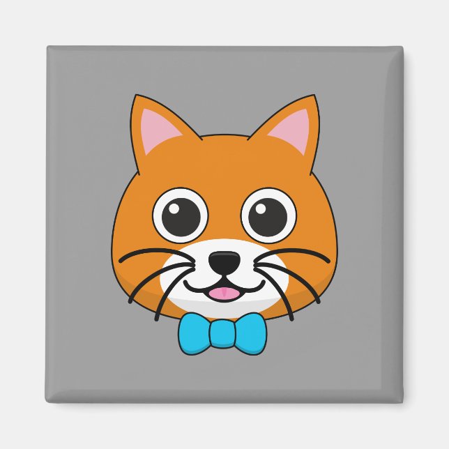 Cute Lycklig Ginger Cat med Papillon Magnet (Framsidan)