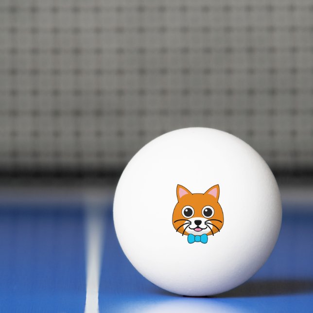 Cute Lycklig Ginger Cat med Papillon Pingisboll (Netto)