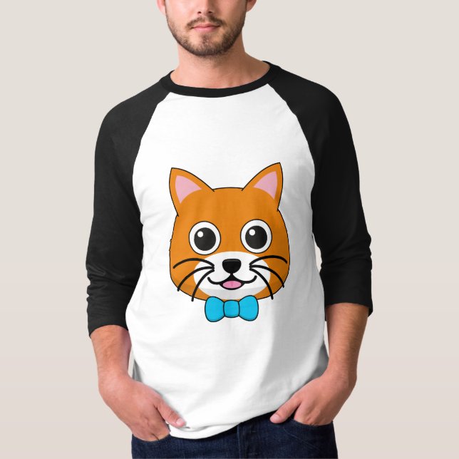 Cute Lycklig Ginger Cat med Papillon T Shirt (Framsida)