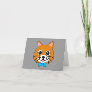 Cute Lycklig Ginger Cat med Papillon Tack Kort