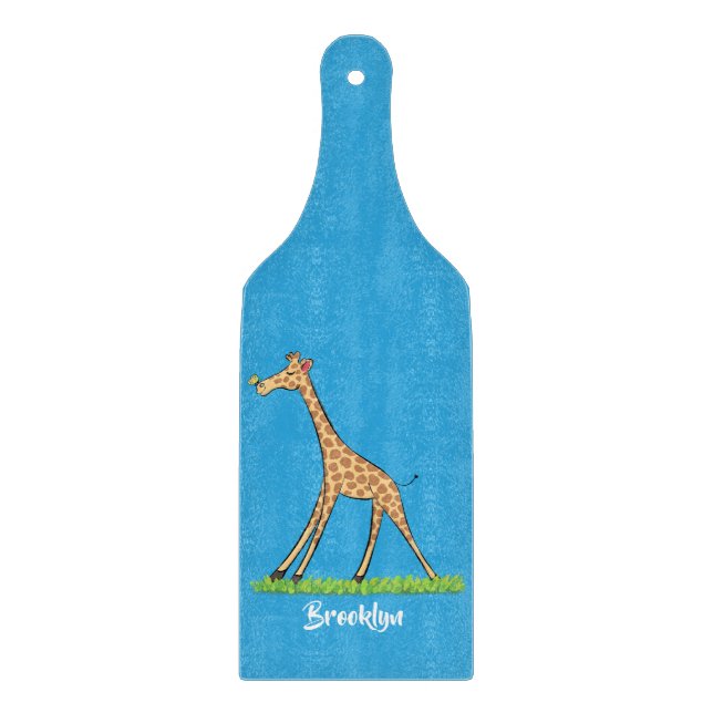 Cute lycklig giraffe with butterfly tecknad (Framsidan)