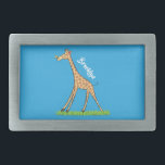 Cute lycklig giraffe with butterfly tecknad<br><div class="desc">Från lycklig safari. Den här söta giraffen har en fjäril på näsan med blå bakgrund.</div>