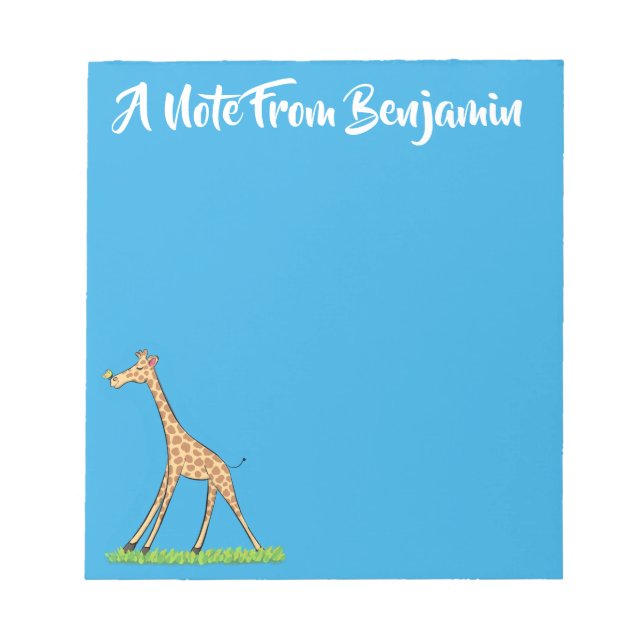 Cute lycklig giraffe with butterfly tecknad anteckningsblock (Framsida)