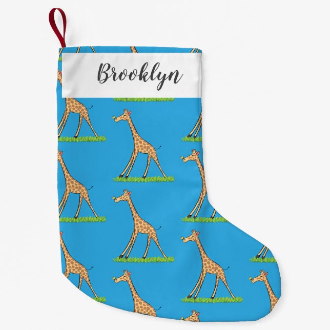 Cute lycklig giraffe with butterfly tecknad liten julstrumpa (Framsidan)