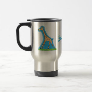 Cute lycklig giraffe with butterfly tecknad resemugg