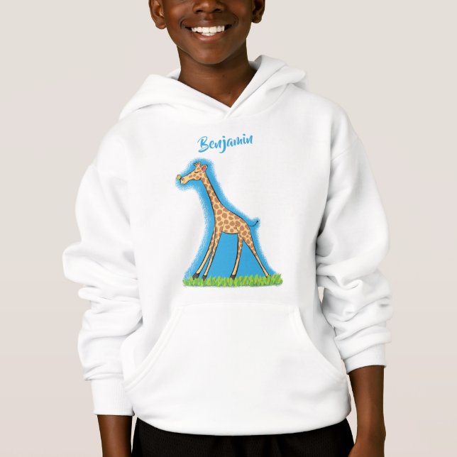 Cute lycklig giraffe with butterfly tecknad t shirt (Framsida)