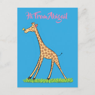 Cute lycklig giraffe with butterfly tecknad vykort