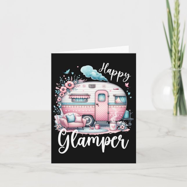 Cute Lycklig Glamper Caravan Camping Glamping Kort (Framsida)