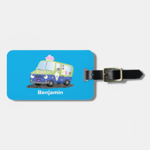 Cute lycklig glass lastbil tecknad bagagebricka