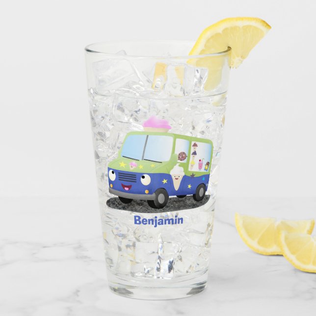 Cute lycklig glass lastbil tecknad glaskopp (Bakside Is)