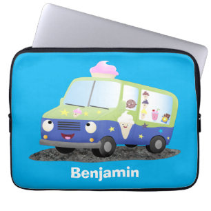 Cute lycklig glass lastbil tecknad laptop fodral