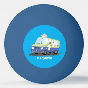 Cute lycklig glass lastbil tecknad pingisboll