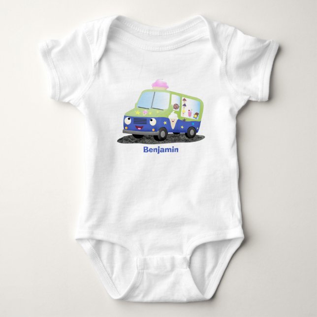 Cute lycklig glass lastbil tecknad t shirt (Framsida)