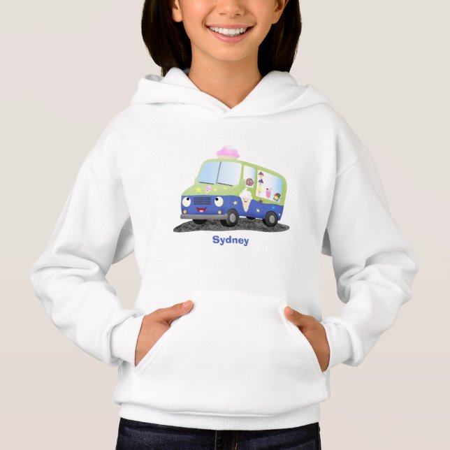 Cute lycklig glass lastbil tecknad t shirt (Framsida)