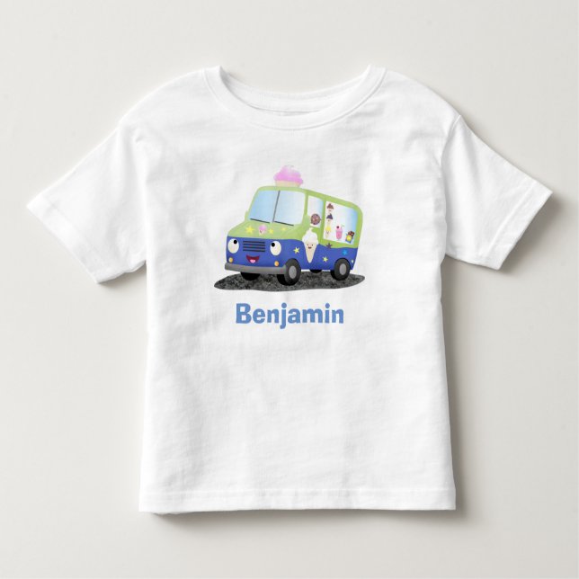 Cute lycklig glass lastbil tecknad t shirt (Framsida)
