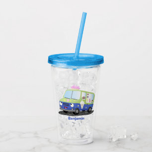 Cute lycklig glass lastbil tecknad take away mugg