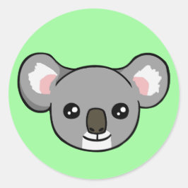 Cute Lycklig Grått Koala Ansikte Teckning Sticker Runt Klistermärke