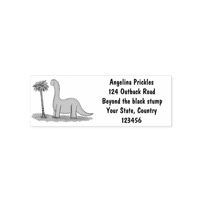 Cute lycklig grönt brontosaurus dinosaur självfärgande stämpel (Design)