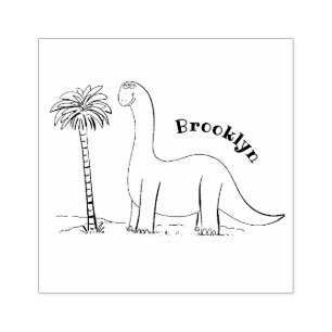 Cute lycklig grönt brontosaurus dinosaur stämpel