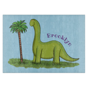 Cute lycklig grönt brontosaurus dinosaur tecknad