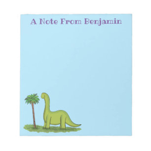 Cute lycklig grönt brontosaurus dinosaur tecknad anteckningsblock