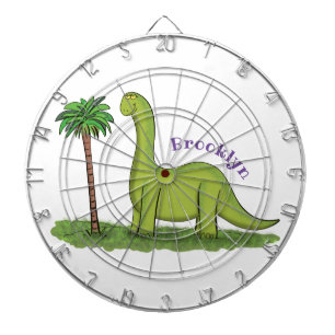 Cute lycklig grönt brontosaurus dinosaur tecknad darttavla