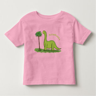 Cute lycklig grönt brontosaurus dinosaur tecknad t shirt