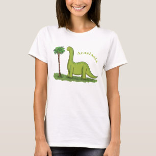 Cute lycklig grönt brontosaurus dinosaur tecknad t shirt