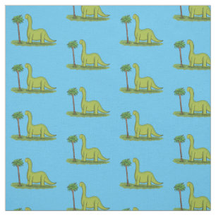 Cute lycklig grönt brontosaurus dinosaur tecknad tyg