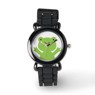 Cute Lycklig Grönt Frog Wrist Armbandsur