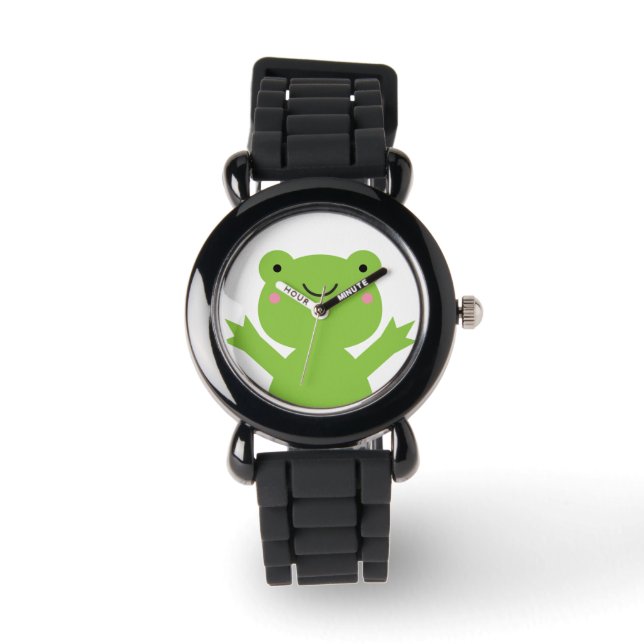 Cute Lycklig Grönt Frog Wrist Watch Armbandsur (Framsida)