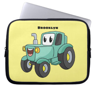 Cute lycklig grönt Traktorns tecknad Laptop Fodral