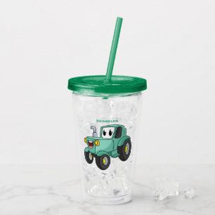 Cute lycklig grönt Traktorns tecknad Take Away Mugg