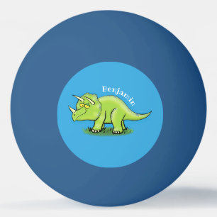 Cute lycklig grönt triceratops dinosaur tecknad pingisboll