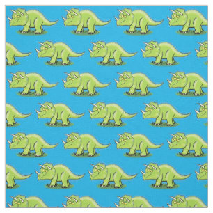 Cute lycklig grönt triceratops dinosaur tecknad tyg