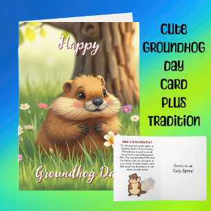 Cute Lycklig Groundhog Day & History Kort